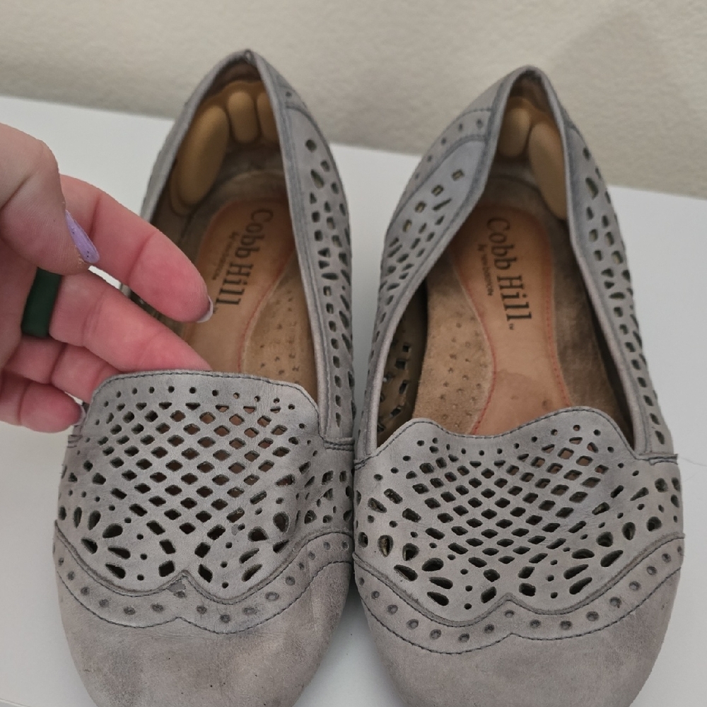 Cobb Hill by New Balance Women's Gray Laser-Cut Suede Loafers
